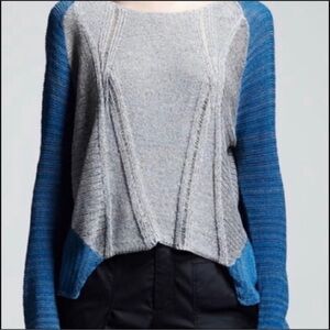 Helmut Lang Gray Blue Color Block Long Sleeve Sweater Size Small